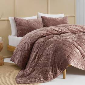 Y21020-fq-mav-2022 Shalala New York Luxury Velvet Quilt Set Queen Size Ultra Soft Lightweight Summer Velv