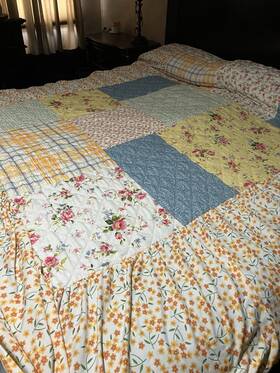147442 Shan Dongwonder Group Co Ltd Rn#147442 Floral Bedspread Coverlet King Size Quilt Set Bedding Yellow