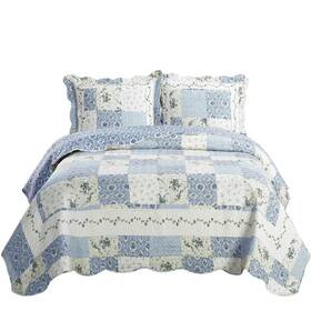 Sheetsnthings 825624856686 7- Pcs Bed Spread Set- Queen -brea-printed Quilted Wrinkle-free Microfiber Inch