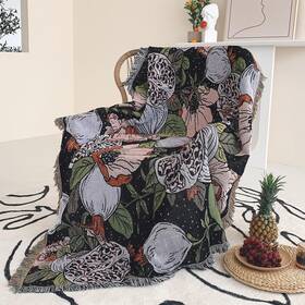 Amcabk02-22 Shesyuki Boho Throw Blanket Reversible Cotton Bohemian Tapestry Hippie Room Decor Doub