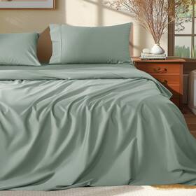 56cmsjt Shilucheng 16 Inch Deep Pocket 100% Egyptian Cotton Sheets 4 Piece King Set