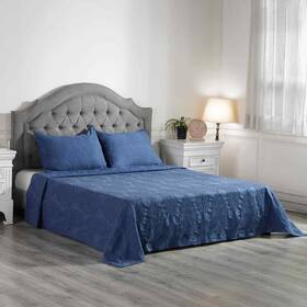 Bd6260283 Shop Lc Symphony Home Blue Quilted Matelasse Cotton Bedspread 2 Pillowcases-queen Gifts