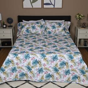 G6276566 Shop Lc 3pc Leaf Disperse Print Quilt Set Coral Ultra Soft Microfiber Wrinkle Resistant