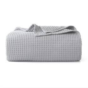 Shunjie.home 749664750141 100% Cotton Waffle Blanket Gray - King Size 104 Inch 90 Light Grey