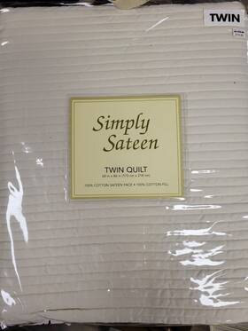 Simply Sateen 081806125654 Quilted Ivory Solid Twin Size Quilt New In Bag