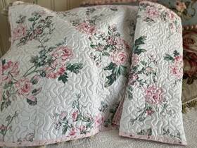 Simply Shabby Chic 081806771684 2 Quilted Shams Pillow Antique Garden Pink Cabbage Roses
