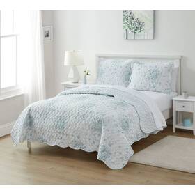 14013000490 Simply Shabby Chic 3 Piece Gardens Quilt Set King Gray