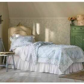 Simply Shabby Chic 490601502407 Wallpaper Ikat Blue Green Patchwork Ruffle Quilt - Full/queen
