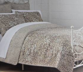 N0ne Simply Shabby Chic Twin Reversible Quilt Beige Floral Flowers Yellow Brown Green