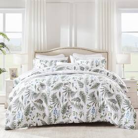 Sleep Zone 840199207244 Tropical Plants Green Queen Size Comforter Set Bed In A Bag - Quilted Duvet I