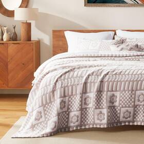 Sleep Zone 840199225002 Floral Quilt Set Twin/twin Xl Size Jacquard Cotton Blend Soft And Light