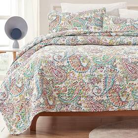 S2000ae1adki Sleep Zone 3-piece Printed Quilt Set - King Size Lightweight Reversible