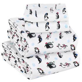 Sleepdown 056557537976 100% Cotton 160 Gsm Flannel Sheet Set - Penguin Full