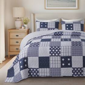 Slpr 819089020805 Americana Pride 3piece Quilt Set Queen Size With 2 Shams Lightweight Patriotic B