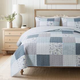 Slpr 819089021123 Coastal Dream Cotton Pieced Quilt Set Twin Size With 1 Sham Soft Purple And Blue P