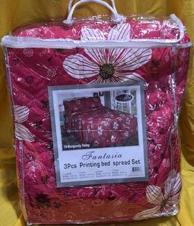 19-burgundy Smiling Home Fantasia King Burgundy Daisy Bedspread Set With 2 Shams