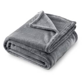 Bfa7001003 Sochow Flannel Fleece Blanket Queen Size All Season 90 Inch Grey