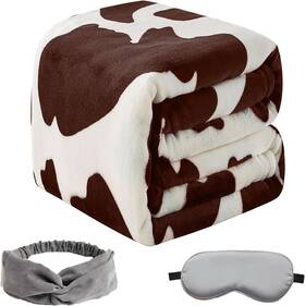 Softcare 716150144692 Cow Print Fleece 66 Inch 90 Bed Twin 90-inch-by-66-inch Brown