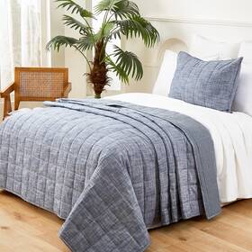 Softpage 737494905268 Navy Quilts Twin Quilt Cotton Bedding Set 2-pieces