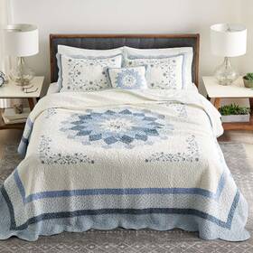 83cbbelbsqna Sonoma Goods For Life Elizabeth Blue Embroidered Bedspread Queen Msrp 139.99