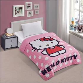 Jf14540 & Sons Inc. Pink Hello Kitty Polka Dots Twin Quilted Bedspread Only