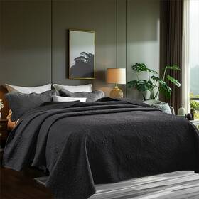 Sophia & William 720355882006 Bed Quilt Bedspread Coverlet - Reversible Lightweight Twin Size Black