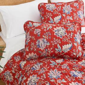 South Shore 313027945903 Jacobean Willow Red Floral Quilt Set Oversized Full/queen - Orig 134