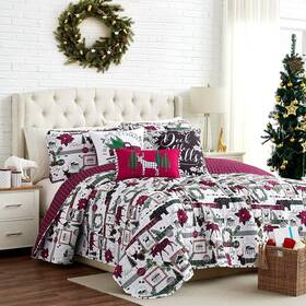 South Shore Furniture 840263813197 New Southshore Fine Living Merry Town Christmas Quilt Set King/cal King 6 Pc