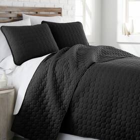 South Shore Furniture 840263818987 Southshore Essentials Quilt Set King Or Cal Black Circle Geometric 3pc Bedspread