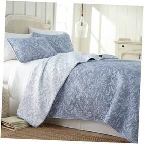 Southshore Fine Linens 611498675092 Oversized Quilt Bedding Set Full Size / Queen 43 - Winter Brush Blue