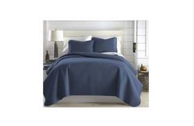 Southshore Fine Linens 810001364359 Vilano Oversized Dark Blue Microfiber Full/queen Quilt And Sham Set