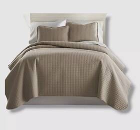 Southshore Fine Linens 810001364670 Beige/tan Oversized Lightweight Quilt Set King/cal King