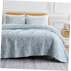 Southshore Fine Linens 810009709862 Boho Quilt Set Lightweight King / California 39 - Paisley Grace Blue