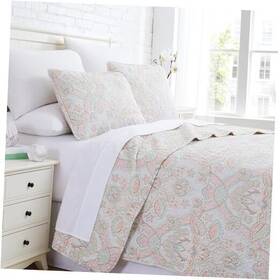 Southshore Fine Linens 810028308497 Full/queen Quilt Bedding Set Full Size / Queen 22. Enchantment Coral
