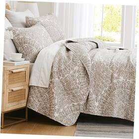 Southshore Fine Linens 840263877762 Ashanti Collection Oversized Queen Quilt Full / 31 - Bone