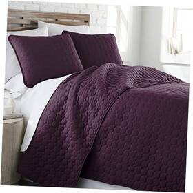 90-qlt-prp-k Southshore Fine Linens Oversized Quilts For King / California 22 - Circle Stitch Purple
