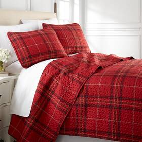 Southshore Fine Living Inc. 810028303713 Oversized King Quilt Bedding Set 3-piece Size Plaid Red W