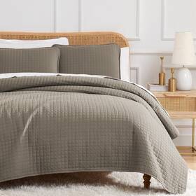 Southshore Fine Living Inc. 840263845389 South Shore Oversized Quilt King Size Bedding Set Dark Taupe