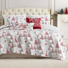 Mf-6pc-qlt-mbright-k Southshore Fine Living Inc. Christmas Quilt King/cal King With 2 Pillow Shams 3 Throw Pillows Reversible