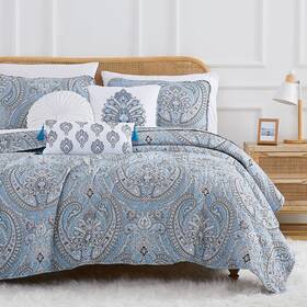 Mf-6pc-qlt-mldy-aqua-tw Southshore Fine Living Inc. Oversized 5-piece Twin/twin Xl Quilt Bedding Set
