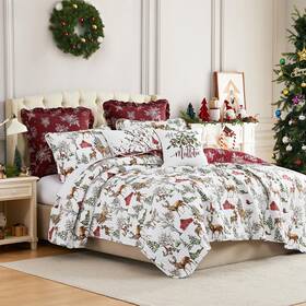 Mf-7pc-qlt-whtchr-k Southshore Fine Living Inc. Christmas Quilt King Size 7-pc