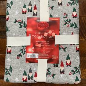 St. Nicholas Square 400459527408 Christmas Gnomes Full/queen Quilt And Shams Set Reversible 3pc
