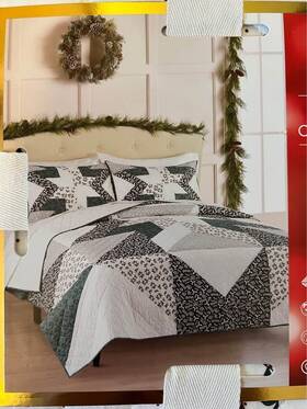 St. Nicholas Square 843567165191 New Holiday Collection Twin Size Quilt And Sham Set 65 X 93
