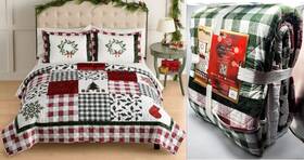 St. Nicholas Square 843567165245 260 Holiday Patchwork Quilt &sham King/cal Cotton Velvet 3p