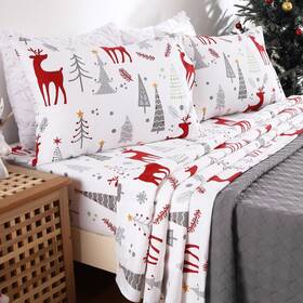 0yx7c3q0 Starbedia Sblysheet-deerq Christmas Sheets Queen 100% Cotton Flannel Holiday Bed Sheet Set Deep Pocke