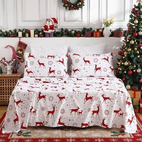 0yx9ia53 Starbedia Sblysheet-redq Christmas Sheets Queen 100% Cotton Flannel Holiday Bed Sheet Set Deep Pocke