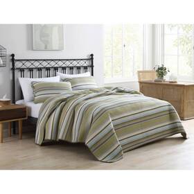 17427521 Stone Cottage Fresno Mini Quilt Set - Green King Cotton Bedding With