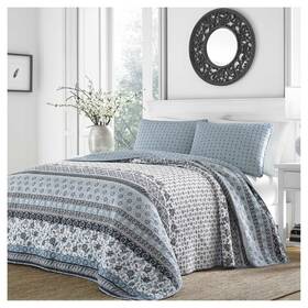 52476792 Stone Cottage Light Blue Bexley Quilt Set Full/queen -