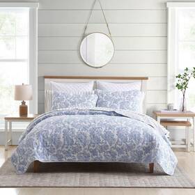 Ushsa91219691 Stone Cottage Field Of Paisley 3-piece Blue Cotton Full/queen Quilt Set