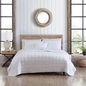 Ushsgt1225611 Stone Cottage Bedding Set Solidfloral Trellis Stitch 4pc White Cotton King Quilt